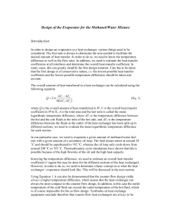 Design of the Evaporator for the Methanol/Water Mixture Introduction