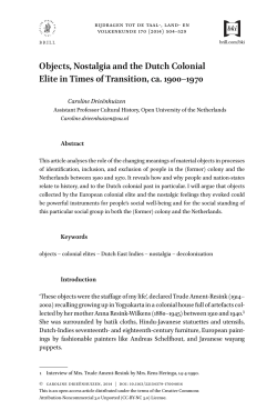 Objects, Nostalgia and the Dutch Colonial Elite in Times of