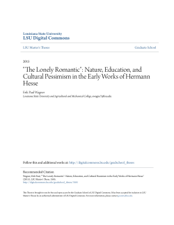 "The Lonely Romantic": Nature, Education, and Cultural Pessimism