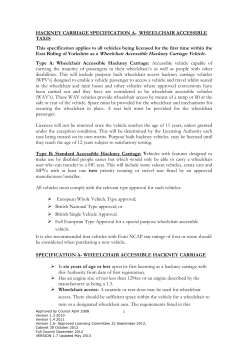 Hackney carriage vehicle specifications