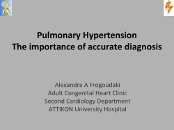 Pulmonary Hypertension The importance of accurate