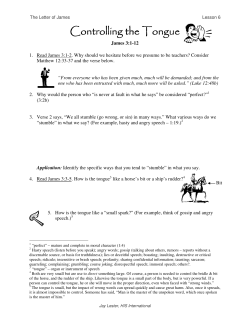 Controlling the Tongue Controlling the Tongue