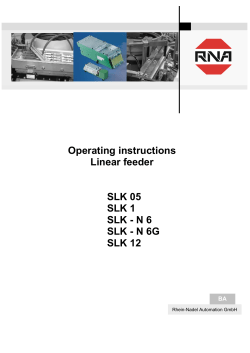 Operating instructions Linear feeder SLK 05 SLK 1 SLK