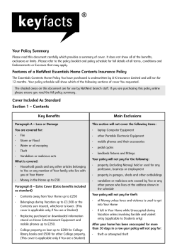 Essentials Contents Insurance Policy Summary