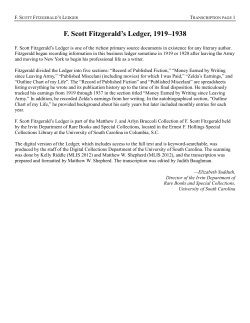 F. Scott Fitzgerald`s Ledger transcript