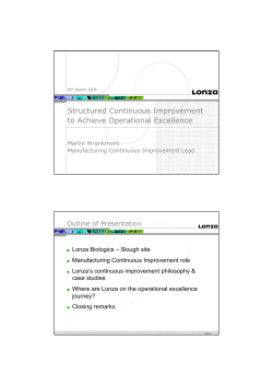 Structured Continuous Improvement to Achieve Operational