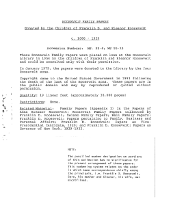 Papers donated by the Children of Franklin D. Roosevelt and