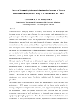 factors of human capital towards business performance of women