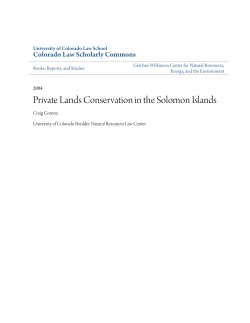 Private Lands Conservation in the Solomon Islands