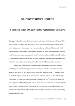 Olutoyin Bimpe Jegede, A Semiotic Study of Court Poetry