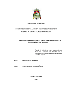 UNIVERSIDAD DE CUENCA FACULTAD DE FILOSOF&Iacute;A, LETRAS