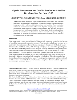 Nigeria, Afrocentrism, and Conflict Resolution
