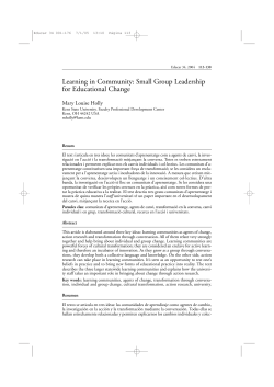 Learning in Community: Small Group Leadership for