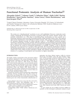 Functional Proteomic Analysis of Human Nucleolus DD