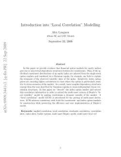 Introduction into &ldquo;Local Correlation&rdquo; Modelling arXiv:0909.3441v3 [q