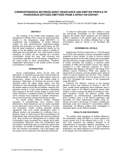 correspondence between sheet resistance and emitter profile of