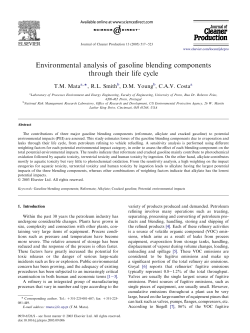 Environmental analysis of gasoline blending components through