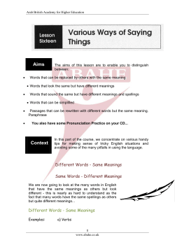 Different Words - Same Meanings