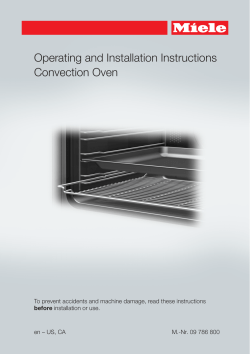 Operating and Installation Instructions Convection Oven