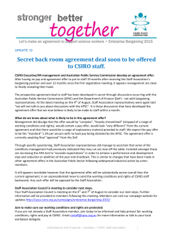 Secret back room agreement deal soon to be offered to CSIRO staff.