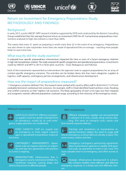 Return on Investment for Emergency Preparedness Study