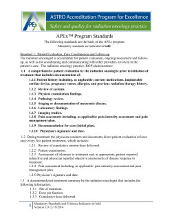APEx&trade; Program Standards - American Society for Radiation