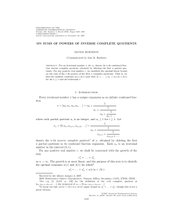 ON SUMS OF POWERS OF INVERSE COMPLETE QUOTIENTS 1