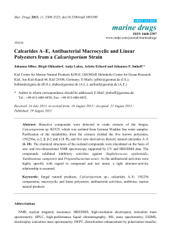 Calcarides A&ndash;E, Antibacterial Macrocyclic and Linear Polyesters