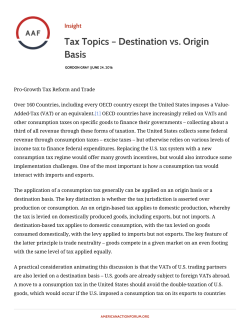Tax Topics &ndash; Destination vs. Origin Basis