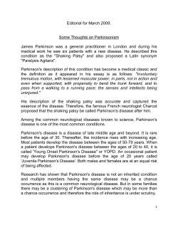 Some Thoughts on Parkinsonism