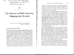 The Nature of Math Anxiety: Mapping the Terrain