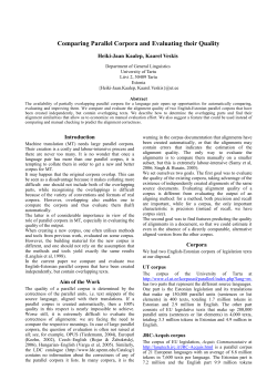 Comparing parallel corpora and evaluating their quality