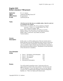 English 2323 British Literature 1780-present