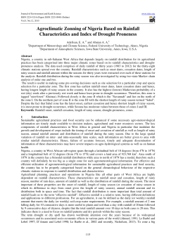 Agroclimatic Zonning of Nigeria Based on Rainfall Characteristics