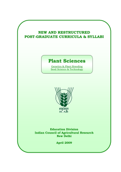 Plant Sciences - Indian Council of Agricultural Research