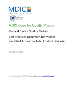 Medical Device Quality Metrics - Medical Device Innovation
