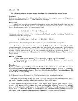 Chemistry 101 1. NaHCO3 (s) &rarr; Na+ (aq)