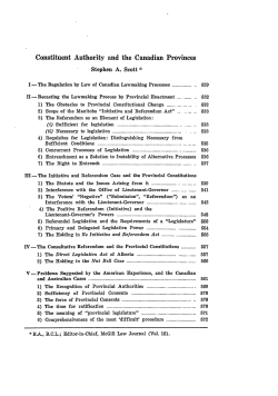 Constituent Authority and the Canadian Provinces