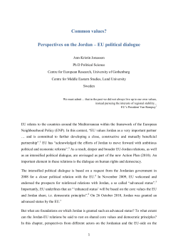 Common values? Perspectives on the Jordan &ndash; EU political dialogue