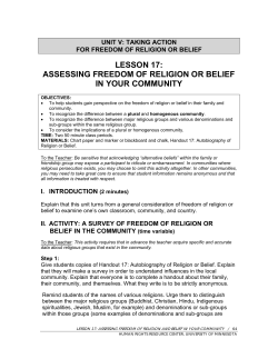 LESSON 17: ASSESSING FREEDOM OF RELIGION OR BELIEF IN