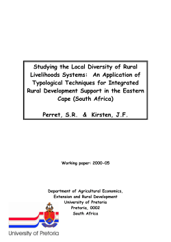 Studying the Local Diversity of Rural Livelihoods Systems: An