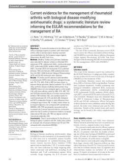 Current evidence for the management of rheumatoid arthritis with