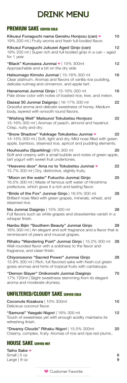 drink menu - Soi Bistro