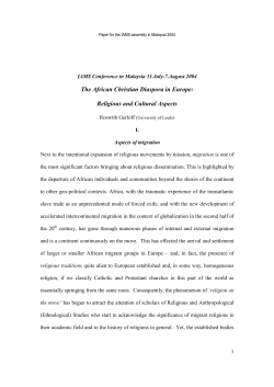 The African Christian Diaspora in Europe: Religious and Cultural