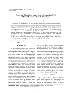 Comparison of Excess Post-Exercise Oxygen
