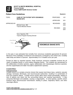 Patient Care Guidelines VENOMOUS SNAKE BITE