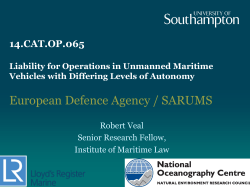 Liability For Operations In Unmanned Maritime Vehicles With