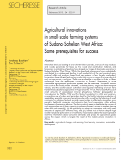Agricultural innovations in small-scale farming systems of Sudano