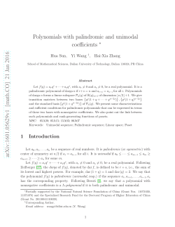 Polynomials with palindromic and unimodal coefficients