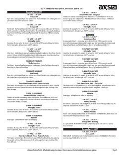 AXS TV Schedule for Mon. April 10, 2017 to Sun. April 16, 2017